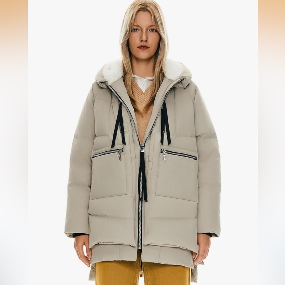 Orolay thickened down winter jacket womens xs beige $149 MSRP